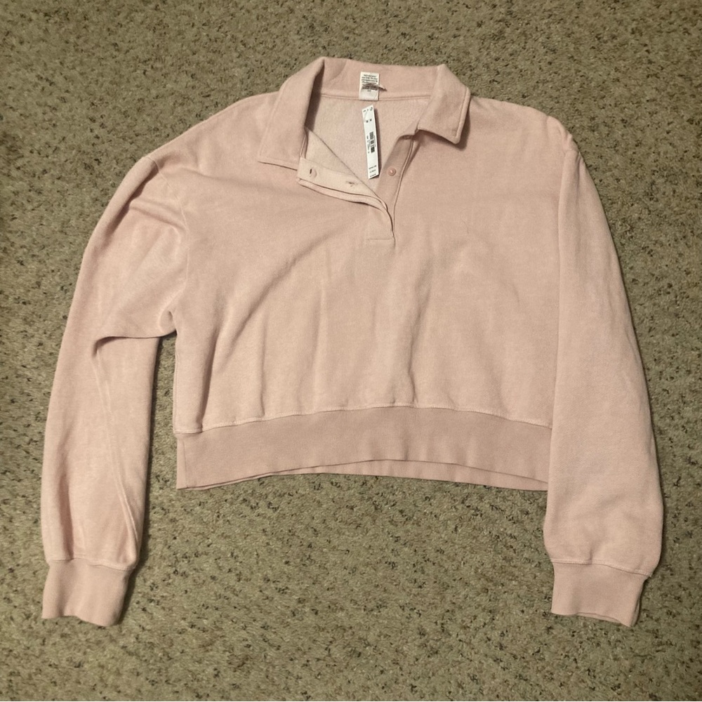 Victoria’s Secret PINK pastel ballet pink oversized cropped collared sweatshirt